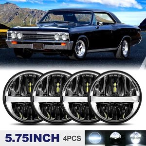 4PCS 5.75" Inch LED Headlights Halo Hi-Low Beam For Chevrolet Chevelle 1965-1970 - Picture 1 of 12