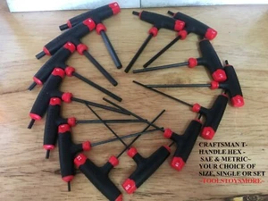 NEW CRAFTSMAN T-THROUGH HANDLE HEX KEY ALLEN SAE / METRIC CHOICE OF SIZE OR SET - Picture 1 of 41