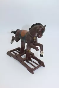 Antikes gusseisernes Schaukelpferd gebrochenes Bein Karussell Western Metall Cowboy CB gebraucht - Bild 1 von 12