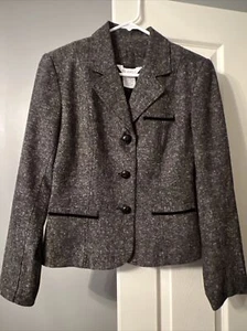 George women’s Black Gray Tweed Blazer Suit Jacket size 6 - Picture 1 of 5
