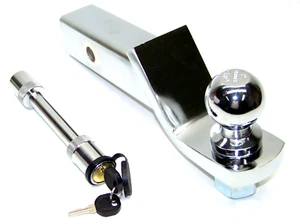 Receptor de enganche de caída de 2"" cromado + montaje de remolque de bloqueo de pasador receptor de 2"" + bola de 2 - Imagen 1 de 1