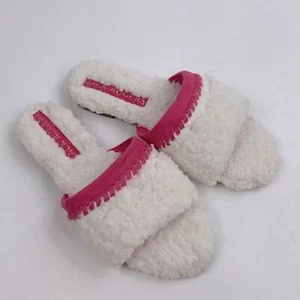 Jack Rogers Sherpa Pink Slider Slippers Size 7 Faux fur Open Toe New NWOT - Picture 1 of 11
