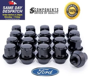 20 Black Ford Alloy wheel nuts fit Kuga Mondeo C-Max M12 x 1.5 19mm Bolt Lug - Picture 1 of 5
