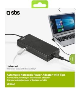 ALIMENTATORE PORTATILE PER NOTEBOOK SBS (EM0APA090) 90W CON 10 ADATTATORI - Imagen 1 de 6