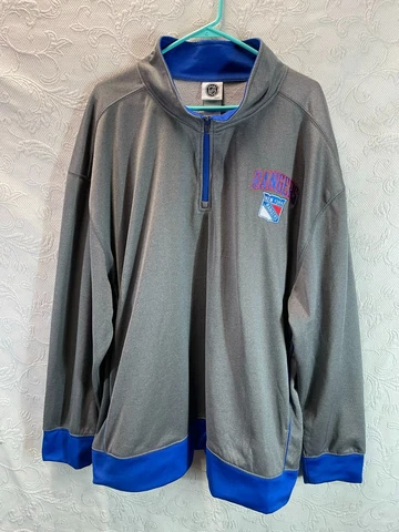 NHL Ney York Rangers Men's Pullover 1/4 Zip Long Sleeve Track Jacket Gray 3XL Cover