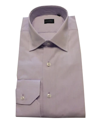 Camicia Uomo Slim Fit artigianale glicine collo classico 100% cotone - Immagine 1 di 2