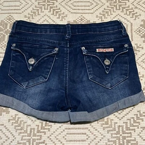Hudson Kids Girls 12 Jean SHORTS Dark Blue Classic Stretch Denim Roll Cuff - Picture 1 of 9