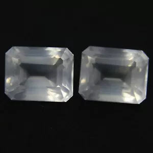 7.47Cts Amazing Natural Rose Quartz10x8mm Emerald Cut Matching Pair Ref VIDEO  - Picture 1 of 4