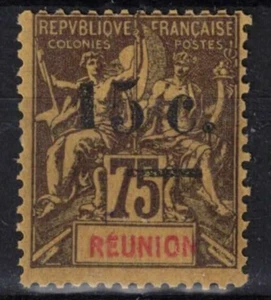 TIMBRE REUNION VARIETE " 1 " PLUS PETIT N° 54A NEUF * GOMME AVEC CHARNIERE - Picture 1 of 2