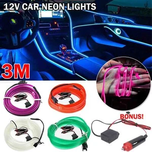 Car Interior Lighting Auto LED Strip Wire Rope Tube Line Flexible Neon Light AU - Foto 1 di 16