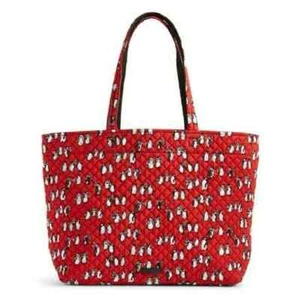 Bolso de Mano Vera Bradley Penguins Rojo Icónico Gran Invierno 2017 REVERSIBLE RARO - Imagen 1 de 7