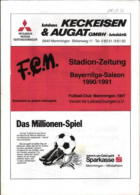 Bayernliga 90/91 FC Memmingen - TSV 1860 München, 11.08.1990 - Bild 1 von 3