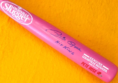 PETE ROSE SIGNED LOUISVILLE SLUGGER PINK BREAST CANCER BAT - Reds - J.S.A. Cert - Image 1 of 4