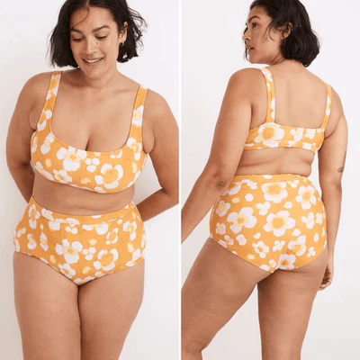 Madewell NWT Second Wave Retro High-Waisted Bikini Bottom in Watercolor Floral S - Image 1 of 4