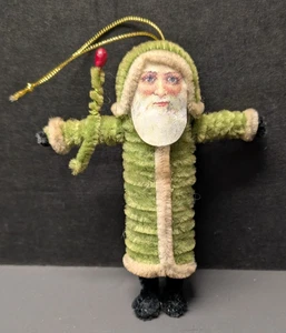 Vintage Chenille gestanzt Santa Weihnachtsschmuck 5" Japan - Bild 1 von 2
