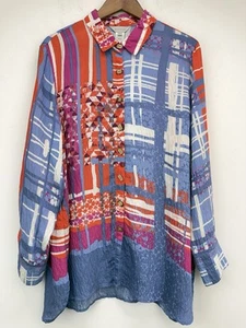 Multiples size XL Women’s Multicolor Geometric Button Up Long Sleeve Tunic Top - Picture 1 of 5