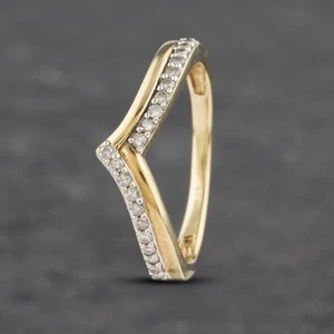 Gebrauchter Halb-Querlenkerring 9 kt Gelbgold 0,15 kt Brillantschliff Diamant 4... - Bild 1 von 2