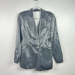 NEW Vintage 90s Caché Silver Metallic Women’s Blazer Crisscross Size Medium - Picture 1 of 7