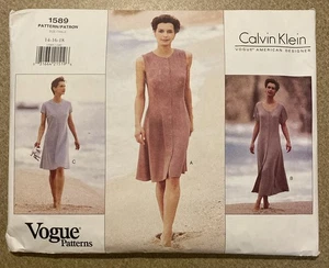 Vogue American Designer RALPH LAUREN Dress Pattern 1589 VTG Sz 14-16-18 UNCUT FF - Picture 1 of 14
