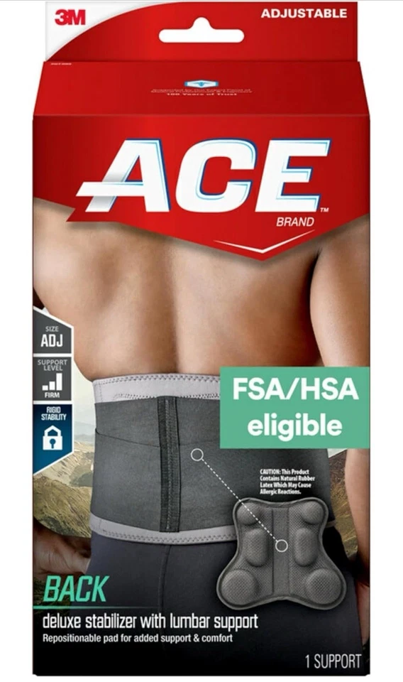 ACE Brand Deluxe Back Stabilizer with Lumbar Support 207399-SIOC Adjustable