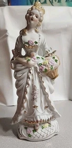 Vintage Kolonialfrau Porzellan Figur Japan 10" handbemalt - Bild 1 von 8