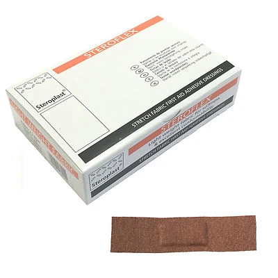 1 Box of Steroplast Steroflex Flexible Stretchy Fabric Medium 7.5 x 2cm Plasters