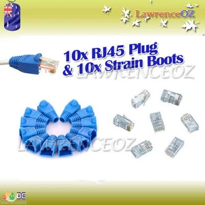10x RJ45 AMP 8P8C Enchufe de Cable de Red Modular + 10x Boots Tapas Protectoras Cat5e - Imagen 1 de 1