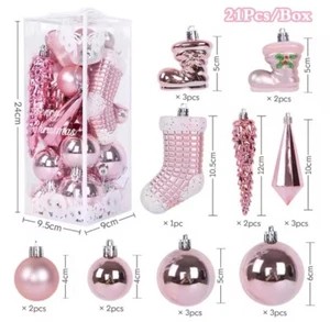21x Rosa Weihnachtskugeln Weihnachtsdeko Tannenbaumschmuck Geschenk Deko Glitzer - Bild 1 von 18