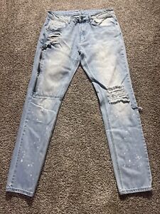 Y&R Young and Reckless Jeans Men Size 32 Distressed, Exposed Zippers