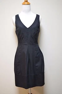 KIMCHI & BLUE Charcoal Gray Wool Fit & Flare Dress w Contrast Black Size 4 - Picture 1 of 5