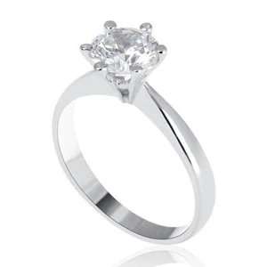 Anillo de compromiso solitario de diamantes de corte redondo I/I2 de 0,50 quilates de oro blanco de 14 quilates - Imagen 1 de 10