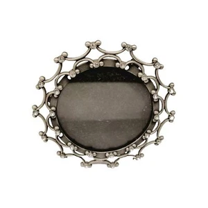 2010 Fetco Floral Rhinestone Round Free Standing Pewter Photo Picture Frame - Picture 1 of 5