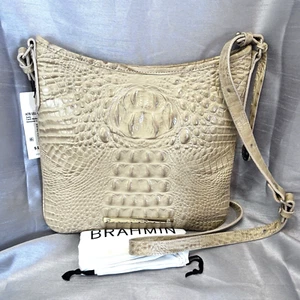 NWT Brahmin Jody Leather Shoulder Crossbody TWILL MELBOURNE Beige Croc-Emb NWT - Picture 1 of 8