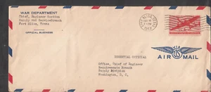 1943 WWII cover War Dept Chief Fort Bliss TX to Supply Division Washington DC - Picture 1 of 1