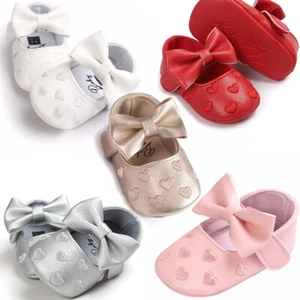 Newborn Baby Girl Shoes Moccasins Style Bow Fringe First Walkers Christmas Gift - Picture 1 of 14