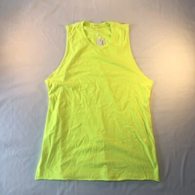 Emma & Sam Tank Top Crew Neckline 100% Cotton Neon Yellow Size XS MSRP $72 - Image 1 of 4