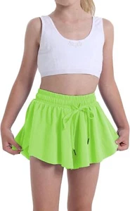 Flowy Shorts for Teen Girls Athletic Running Biker X-Small, Neongreen - Picture 1 of 5