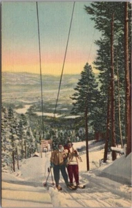 1948 "Esquí en Nuevo México" Postal Esquiadores en Silla Elevador / Lino Curteich - Imagen 1 de 2