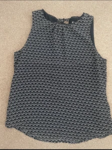 H&M Navy Vest Blouse Top ~ Size UK 12 - Picture 1 of 10
