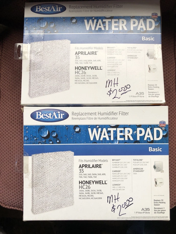 2 BestAir Filtro Humidificador de Repuesto WaterPad A35W April Sire Honeywell HC26P Foto 1 de 1