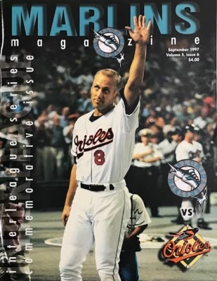 Florida Marlins Magazine September 1997 Interleague Program Cal Ripken Jr. MLB - Image 1 of 2