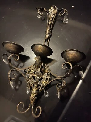 Candelabro Lámpara Aplique de Pared 3 Velas con Gotas de Cristal Metal Ligero Foto 1 de 4