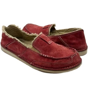 Ariat Sz 8 1/2 Cruiser Fleece Red Suede Flats with Shearling Lining - Picture 1 of 13