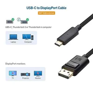 Cable Matters USB C to DisplayPort 1.4 Cable 6 ft, Support 8K 60Hz / 4K 144Hz - Picture 1 of 7