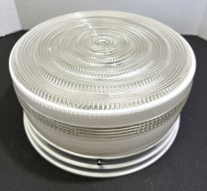 Art Deco Ceiling Light Vtg Flushmount Fixture 10" Glass Shade Bathroom Hallway - Picture 1 of 11