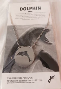 DOLPHIN SPIRIT ANIMAL STAINLESS STEEL NECKLACE (16''-60'') - Picture 1 of 4