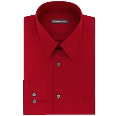 Camisa de vestir $95 Geoffrey Beene para hombre ajuste clásico roja sin arrugas botones 15 32/33 Foto 1 de 2