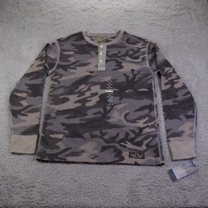 Polo Ralph Lauren Henley Shirt Kids M (10-12) Gray Camo Long Sleeve Pony Logo - Picture 1 of 9