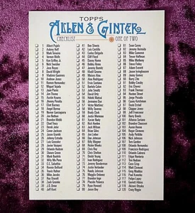 Allen & Ginters 2006 Topps Checklist #1/2 MINT Rare HOF GOAT Sports Card List SP - Picture 1 of 4