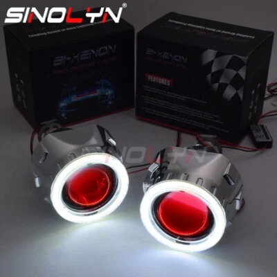 2.5'' Bi-xenon Projector Lens Headlight W/ Angel Eye Halo & Devil Demon Eyes - Image 1 of 4